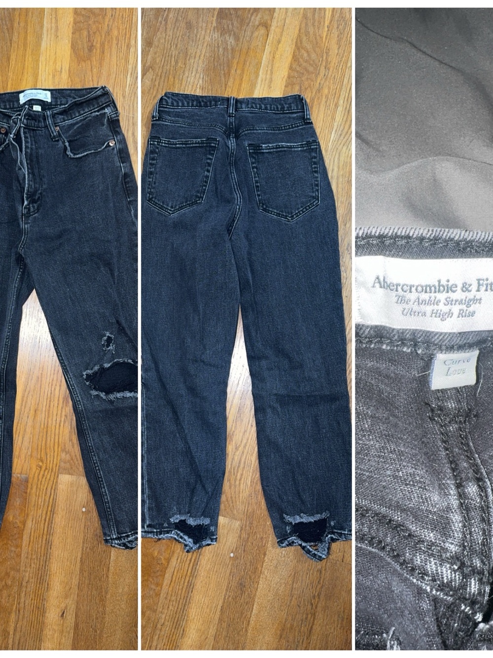Abercrombie & Fitch Black Distressed Ultra High-Rise Ankle Jeans